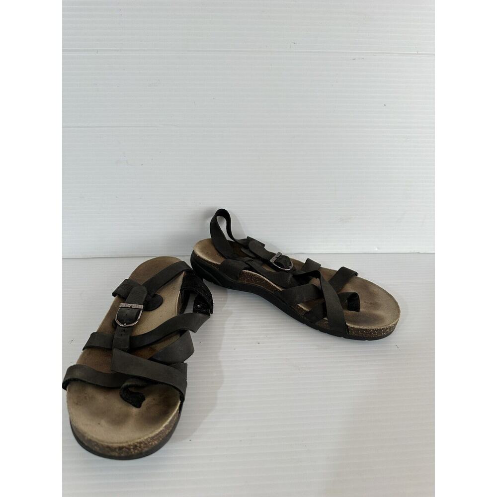 Teva Catalina Sandals Womans 7 Black Leather Cork Slingback